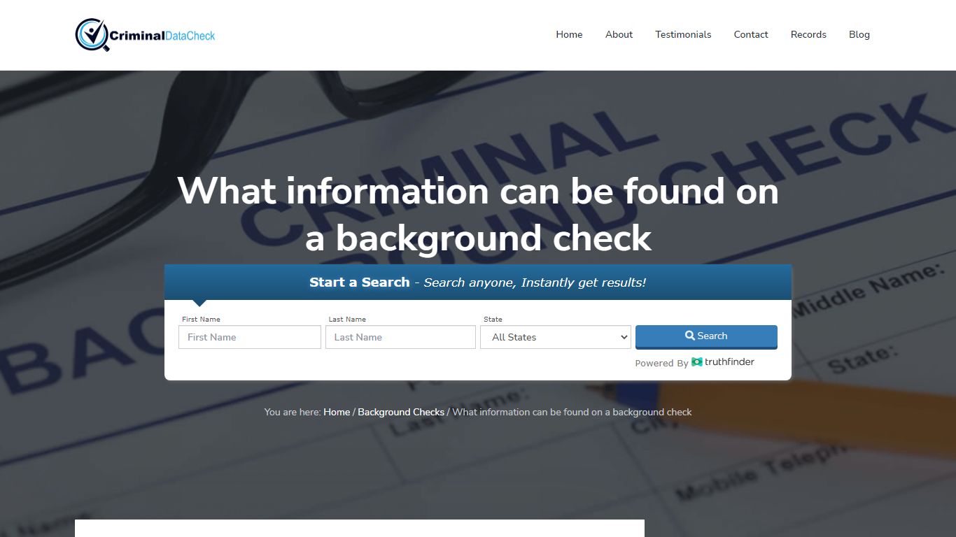 What information can be found on a background check